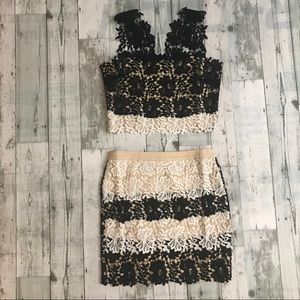 English Rose Lace Crop Top and Skirt Combo